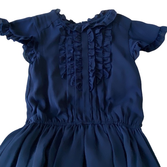 POLO RALPH LAUREN Girl’s Navy Dressy Ruffle Flare Dress Size: 6 - Picture 6 of 7